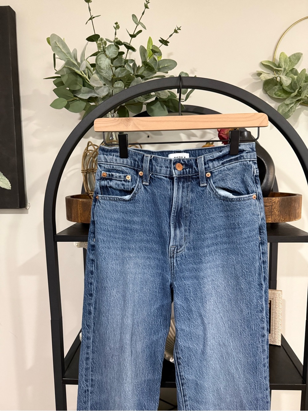 Pistola High Rise Straight Leg Jeans Medium Wash Size 26 - Picture 3 of 10